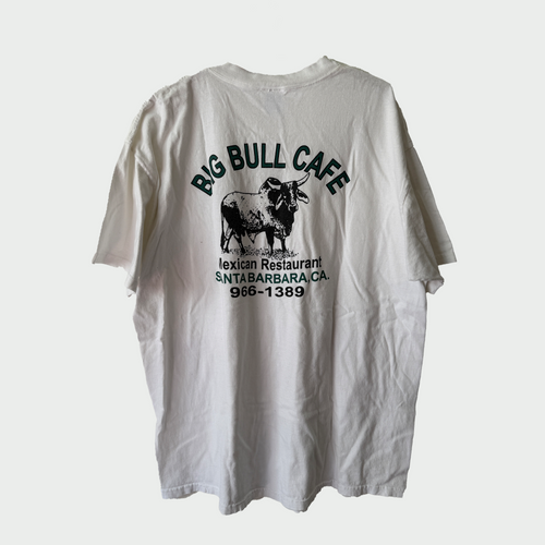Vintage Tee "Big Bull Cafe" Santa Barbara CA | Unknown Date Vintage White